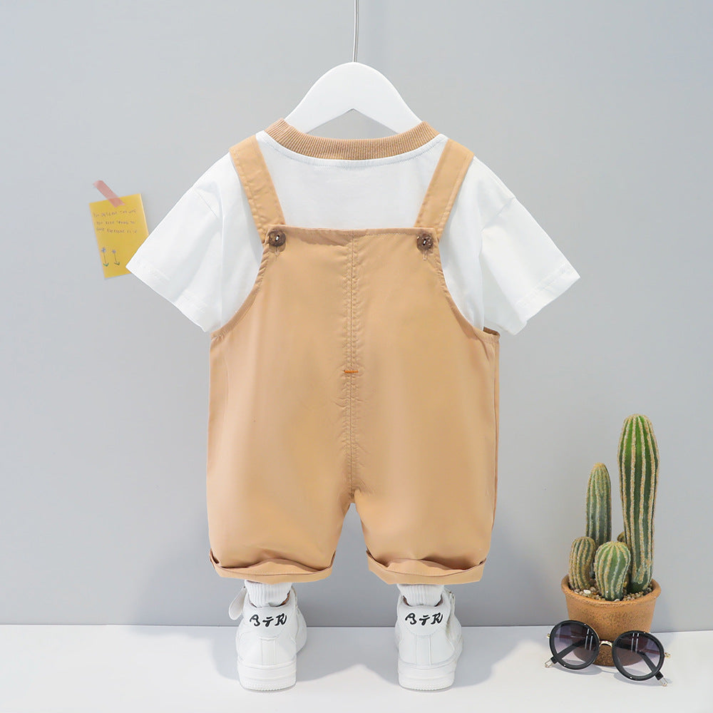 Children's Clothing Boys And Girls Baby Summer Cartoon Short-sleeved Overalls