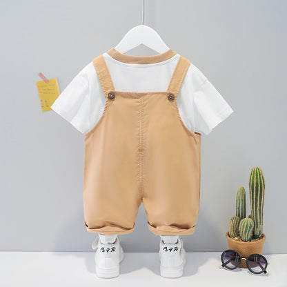Children's Clothing Boys And Girls Baby Summer Cartoon Short-sleeved Overalls