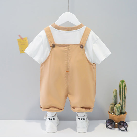 Children's Clothing Boys And Girls Baby Summer Cartoon Short-sleeved Overalls