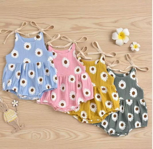 Daisy Days – Baby Girl Summer Romper with Tie Straps