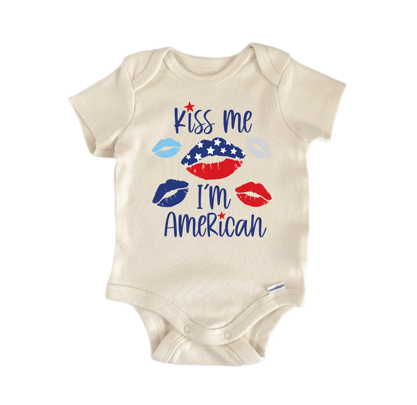 Kiss Me I'm American July 4th Patriotic -  Baby Boy Girl Clothes