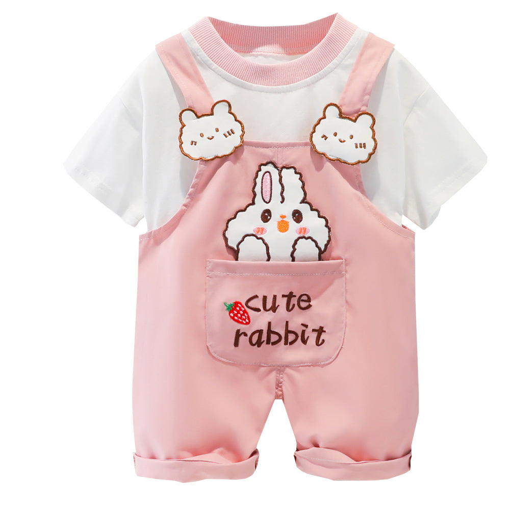 Children's Clothing Boys And Girls Baby Summer Cartoon Short-sleeved Overalls